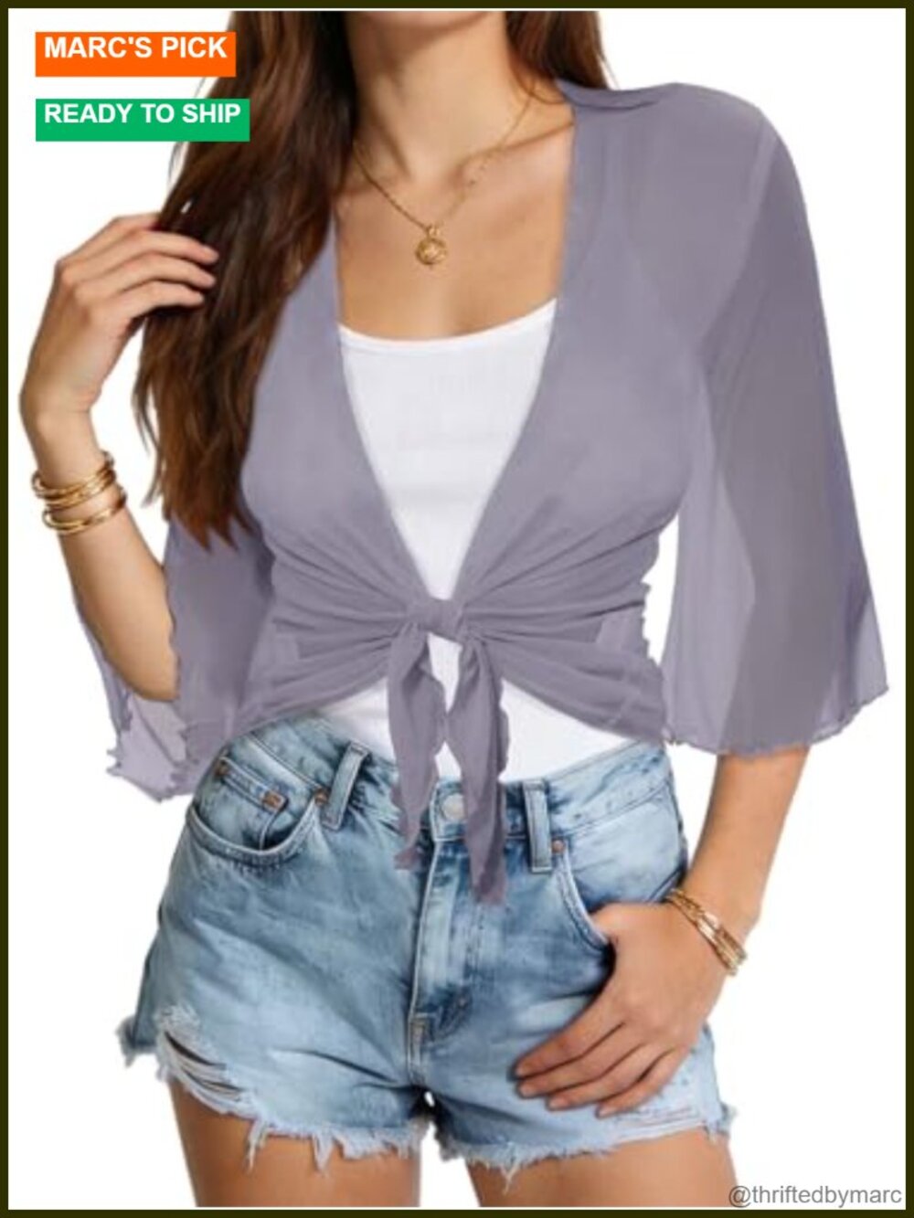 Women Sheer Mesh Bolero Shrug Tie Front Cardigan Swim Cover Up